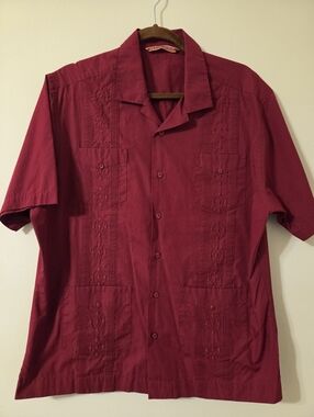 Men's Casual Short-Sleeve Button-Down Shirt - Burgundy